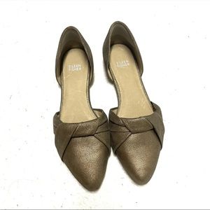 Eileen Fisher Gold Metallic Women’s D’Orsay Pointy Flats Size 8.5 Shoes Comfort